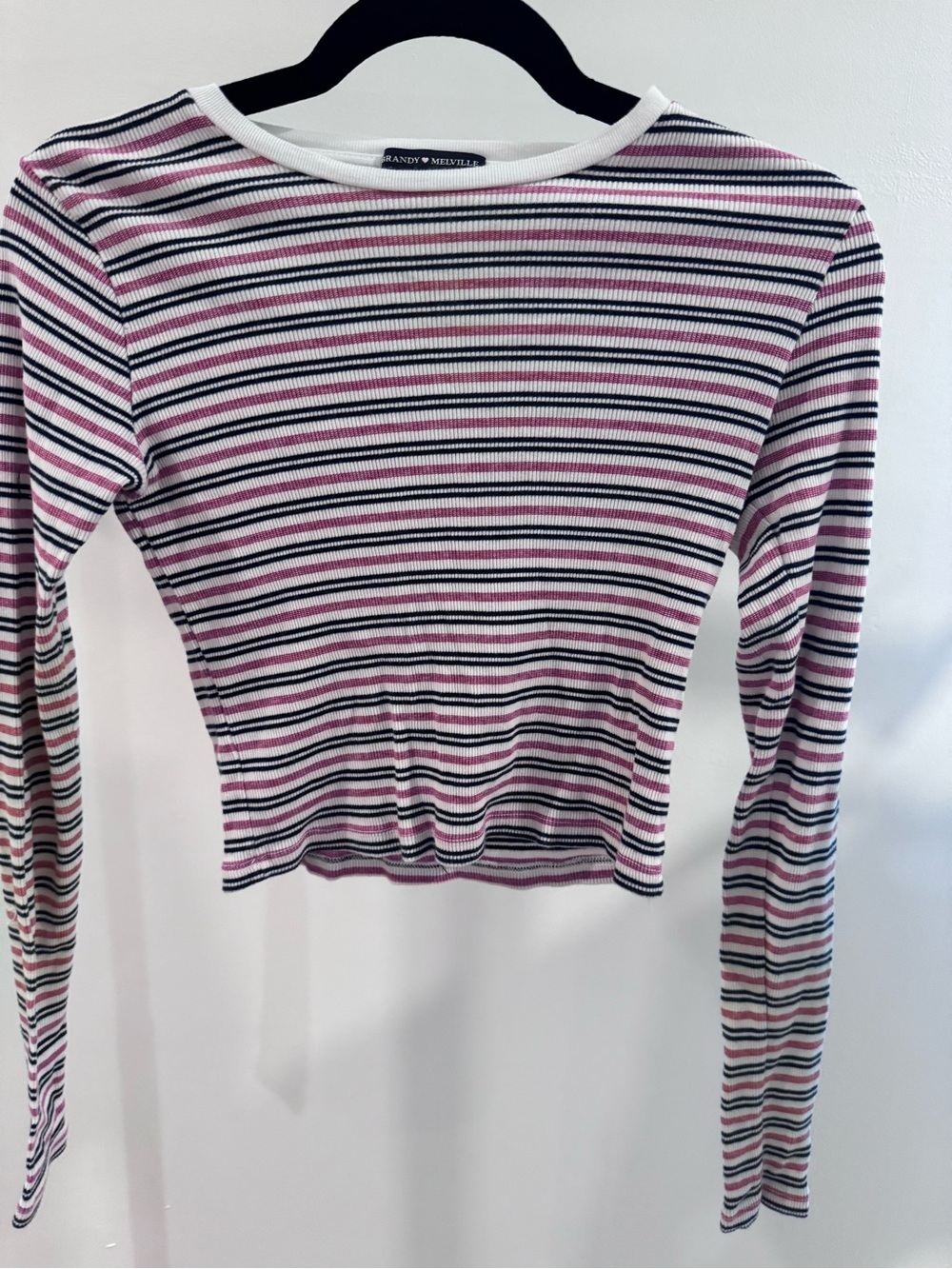 Brandy Melville  Striped Long-Sleeve Ribbed Top